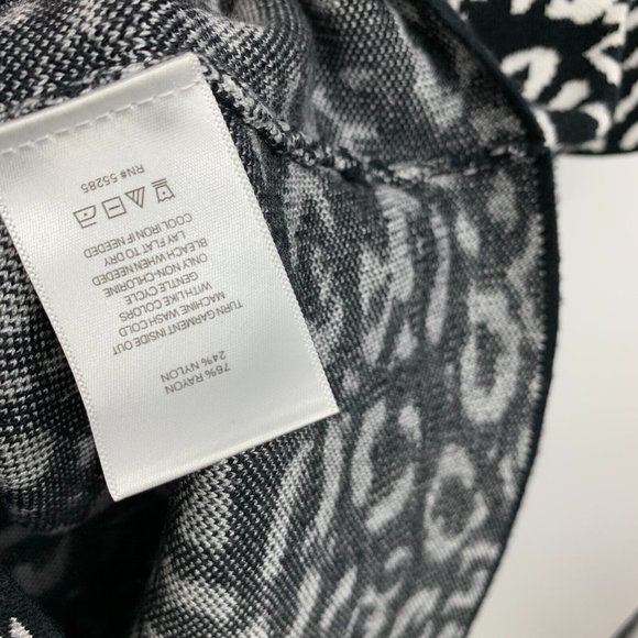 Express Dress Black White Animal Print Stretch Bodycon Midi - Picture 7 of 9